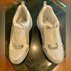 Diamond Bejeweled White Tennis Shoes (Women 5.5)